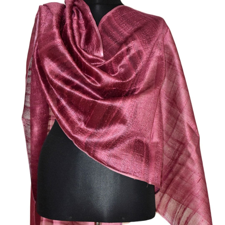 Esarfa-Sal din Matase Naturala Dupioni Raw Silk - Wine Magenta Shade -> Cod:Dupion1 - esarfa sal din matase naturala dupioni raw silk