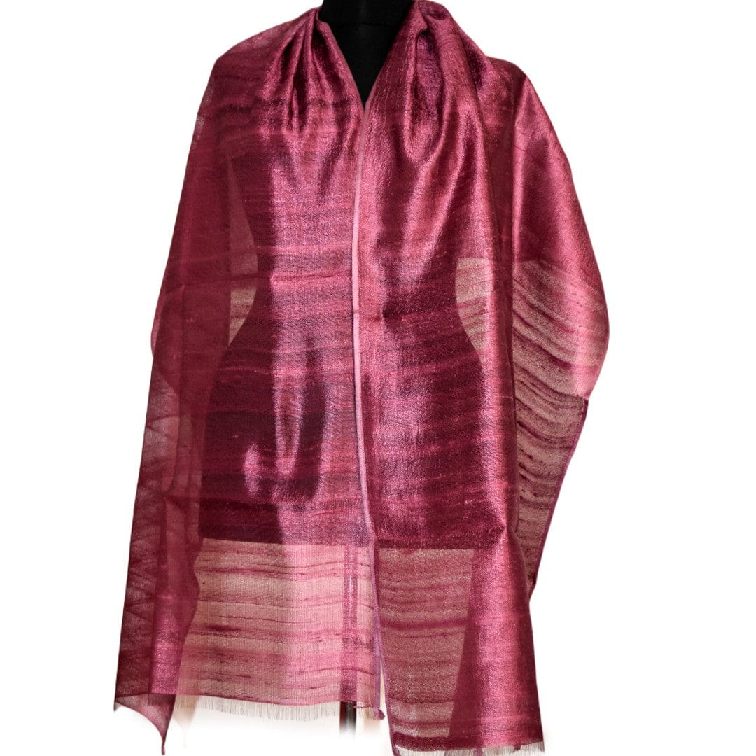 Esarfa-Sal din Matase Naturala Dupioni Raw Silk - Wine Magenta Shade -> Cod:Dupion1 - esarfa sal din matase naturala dupioni raw silk