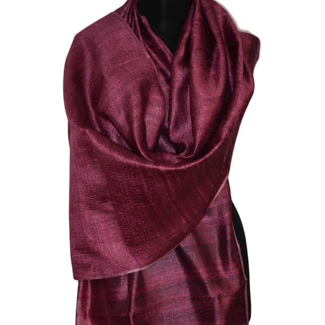 Esarfa-Sal din Matase Naturala Dupioni Raw Silk - Wine Magenta Shade -> Cod:Dupion1 - esarfa sal din matase naturala dupioni raw silk