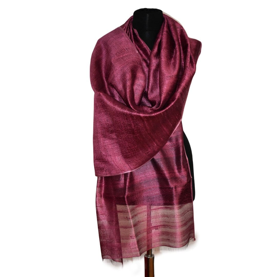 Esarfa-Sal din Matase Naturala Dupioni Raw Silk - Wine Magenta Shade -> Cod:Dupion1 - esarfa sal din matase naturala dupioni raw silk