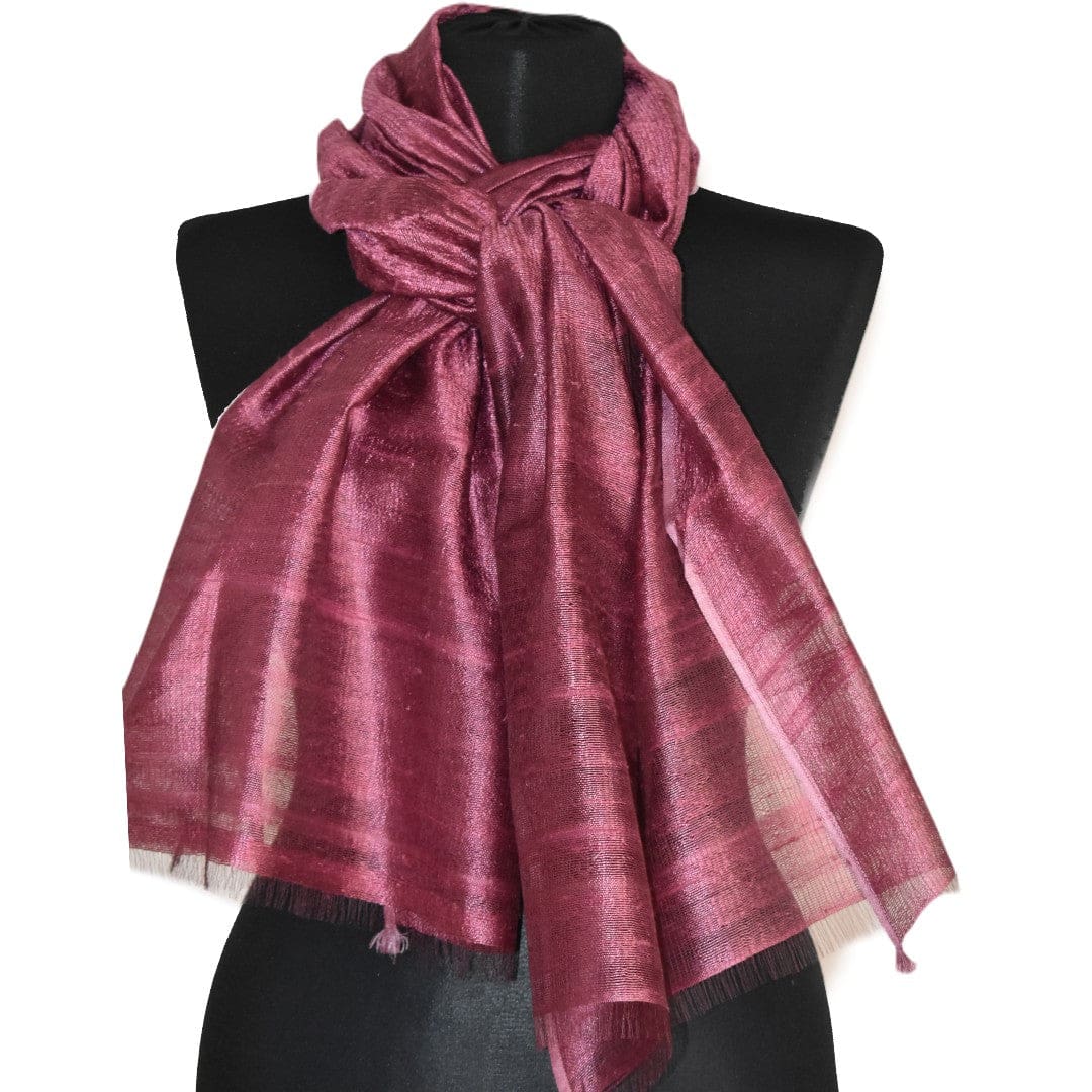 Esarfa-Sal din Matase Naturala Dupioni Raw Silk - Wine Magenta Shade -> Cod:Dupion1 - esarfa sal din matase naturala dupioni raw silk