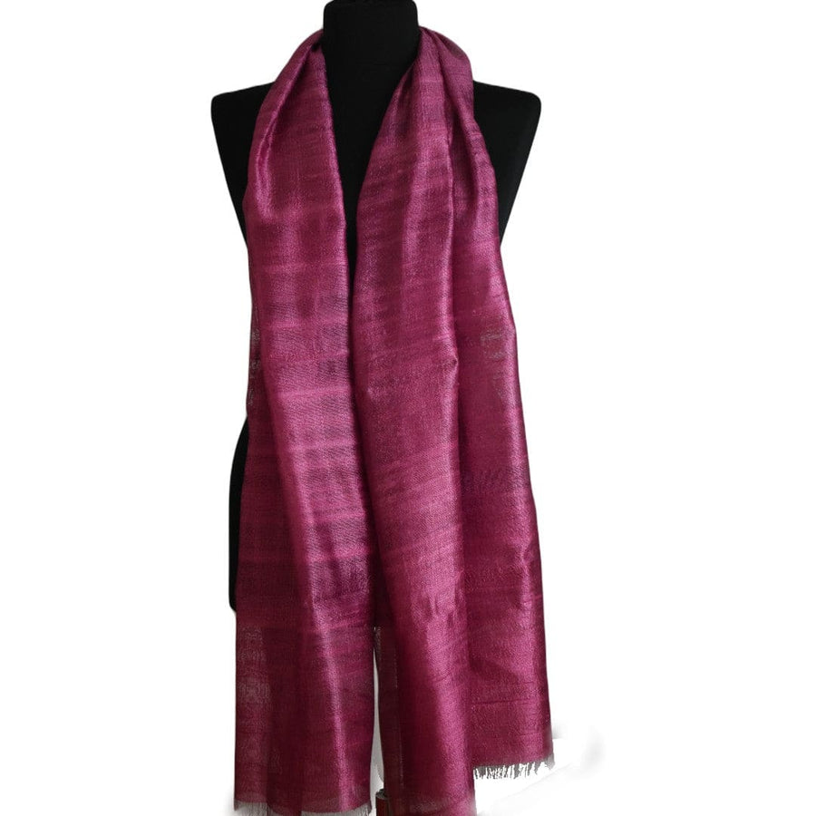 Esarfa-Sal din Matase Naturala Dupioni Raw Silk - Wine Magenta Shade -> Cod:Dupion6 - esarfa sal din matase naturala dupioni raw silk