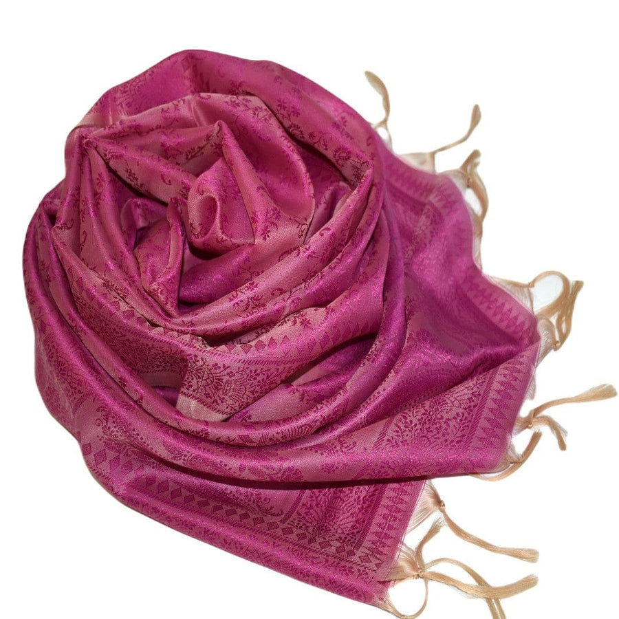 Esarfa-Sal din Matase Naturala si Fibre de Bananier -> PurpleMagenta & Bej -> Cod: New Banana Silk6 - Esarfa din matase naturala si fibre de