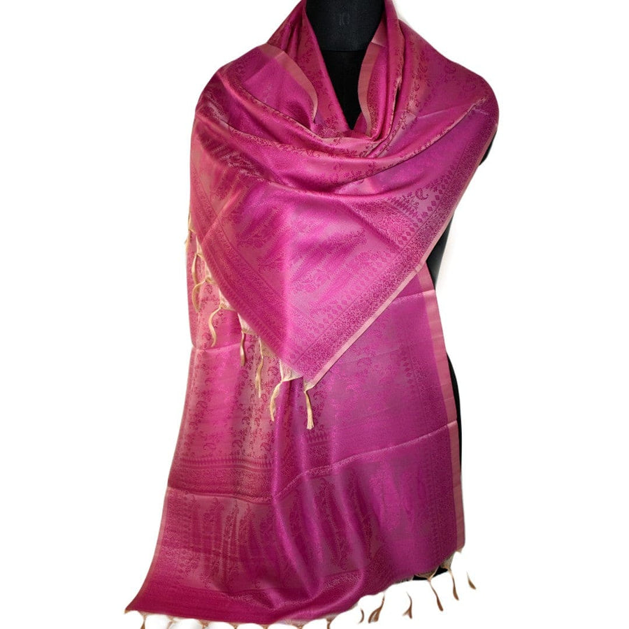 Esarfa-Sal din Matase Naturala si Fibre de Bananier -> PurpleMagenta & Bej -> Cod: New Banana Silk6 - Esarfa din matase naturala si fibre de