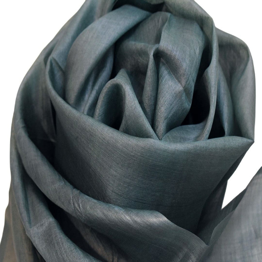 Esarfa-Sal din Matase Naturala Tussar Silk -> Heritage Shades of Blue Grey (Cod: Tussar7) - esarfa matase naturala tussar