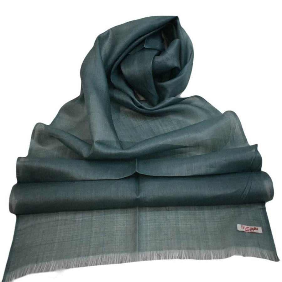 Esarfa-Sal din Matase Naturala Tussar Silk -> Heritage Shades of Blue Grey (Cod: Tussar7) - esarfa matase naturala tussar