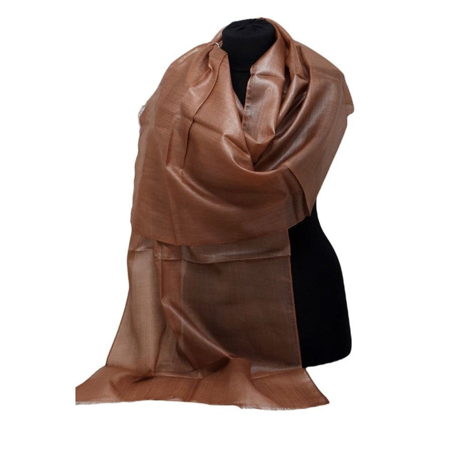 Esarfa-Sal din Matase Naturala Tussar Silk -> Heritage Shades of Cioco Mocha - Esarfa Matase Premium