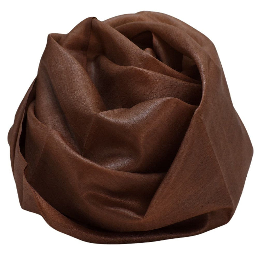 Esarfa-Sal din Matase Naturala Tussar Silk -> Heritage Shades of Cioco Mocha - Esarfa Matase Premium