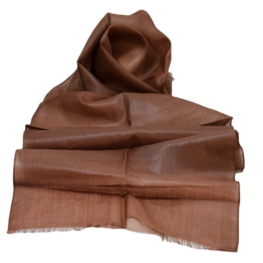 Esarfa-Sal din Matase Naturala Tussar Silk -> Heritage Shades of Cioco Mocha - Esarfa Matase Premium