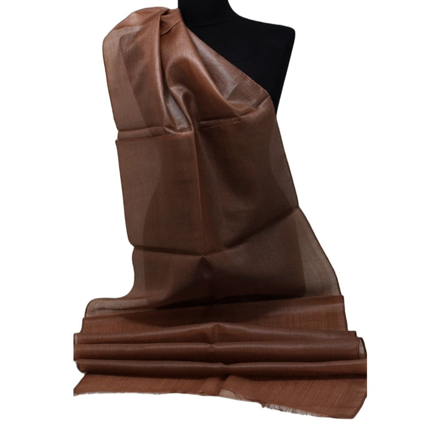 Esarfa-Sal din Matase Naturala Tussar Silk -> Heritage Shades of Cioco Mocha - Esarfa Matase Premium