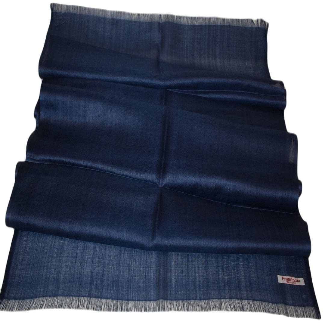 Esarfa-Sal din Matase Naturala Tussar Silk -> Heritage Shades of Indigo (Cod: Tussar1) - esarfa matase tussar silk