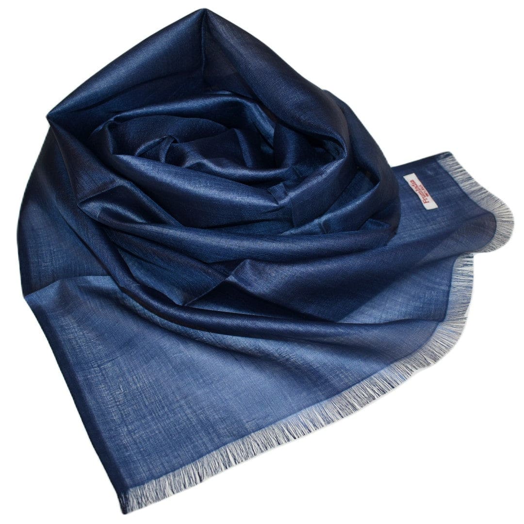 Esarfa-Sal din Matase Naturala Tussar Silk -> Heritage Shades of Indigo (Cod: Tussar1) - esarfa matase tussar silk