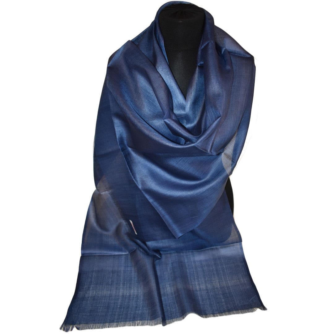 Esarfa-Sal din Matase Naturala Tussar Silk -> Heritage Shades of Indigo (Cod: Tussar1) - esarfa matase tussar silk