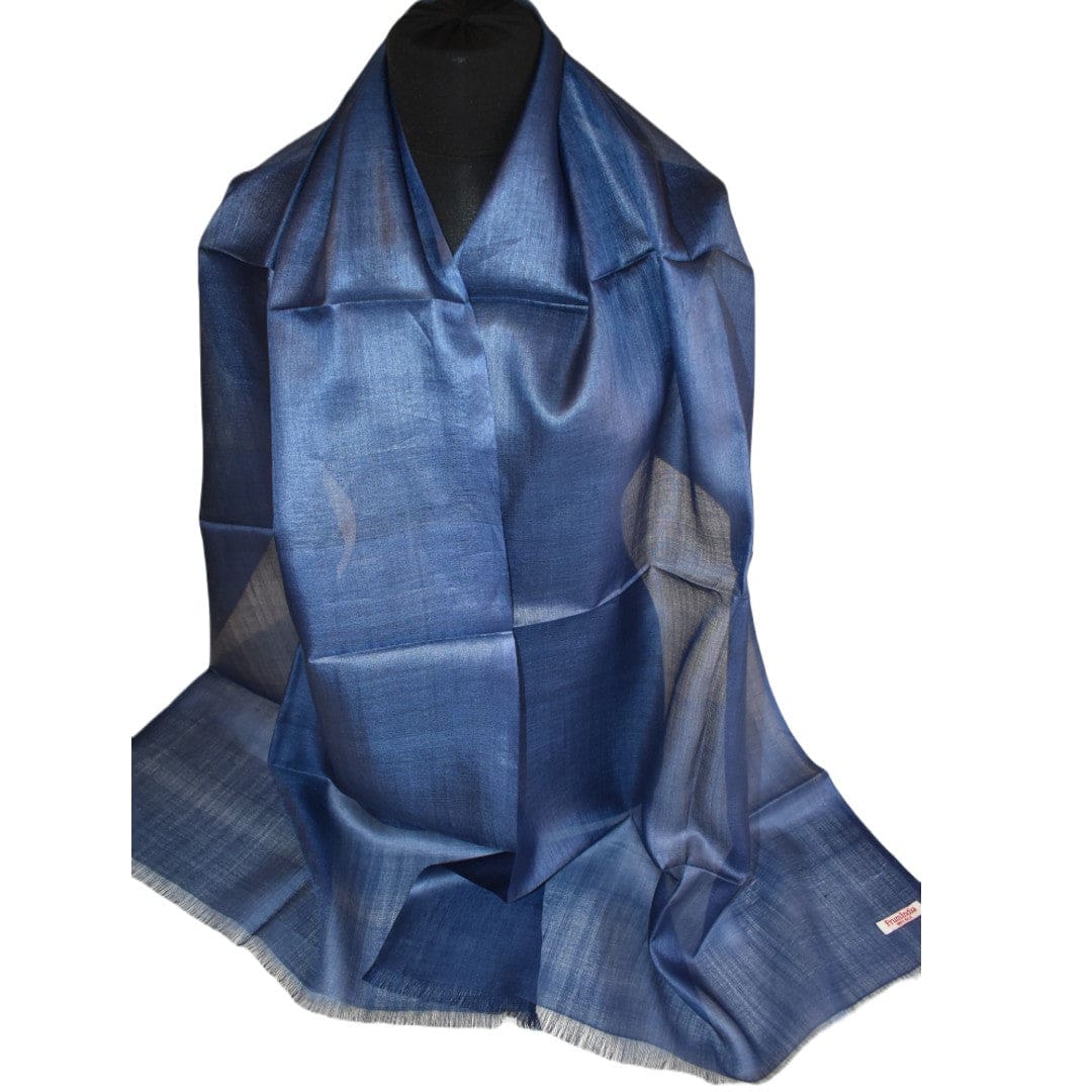 Esarfa-Sal din Matase Naturala Tussar Silk -> Heritage Shades of Indigo (Cod: Tussar1) - esarfa matase tussar silk