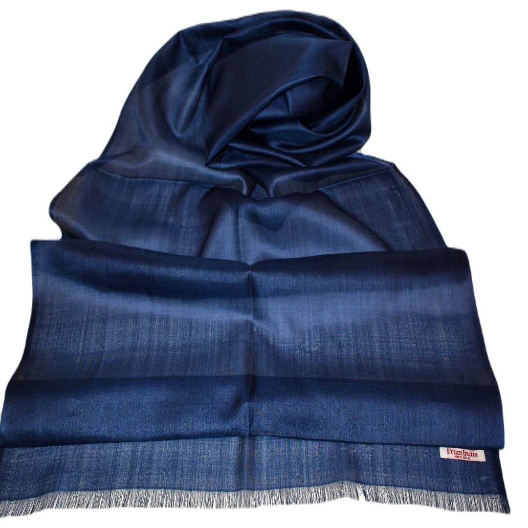 Esarfa-Sal din Matase Naturala Tussar Silk -> Heritage Shades of Indigo (Cod: Tussar1) - esarfa matase tussar silk