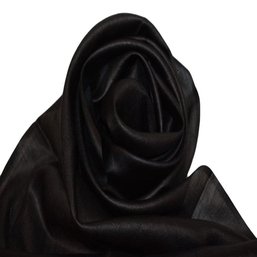 Esarfa-Sal din Matase Naturala Tussar Silk -> Heritage Shades of Jet Black (Code: Tussar 5) - esarfa matase naturala tussar