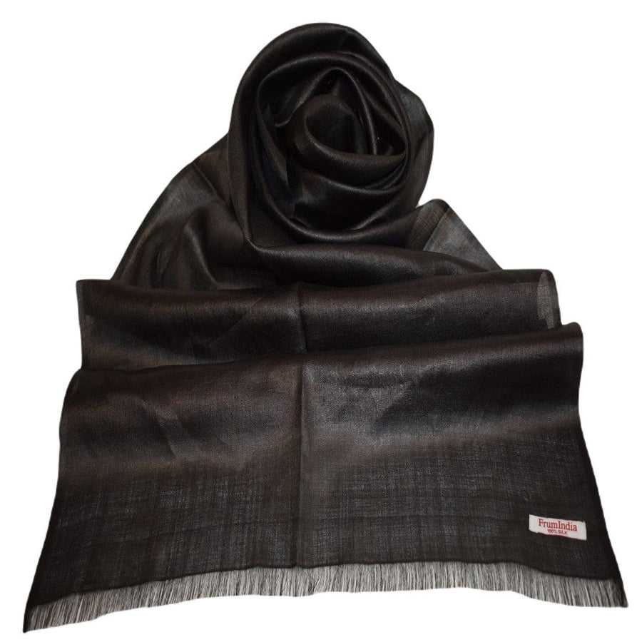 Esarfa-Sal din Matase Naturala Tussar Silk -> Heritage Shades of Jet Black (Code: Tussar 5) - esarfa matase naturala tussar