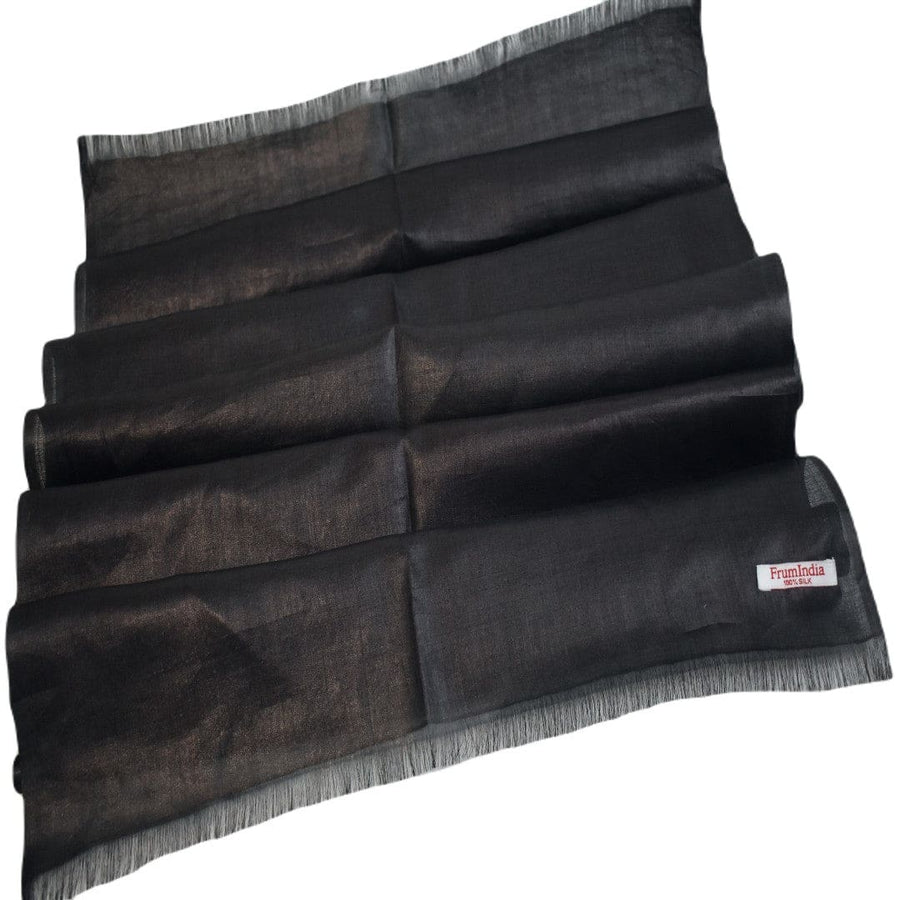 Esarfa-Sal din Matase Naturala Tussar Silk -> Heritage Shades of Jet Black (Code: Tussar 5) - esarfa matase naturala tussar