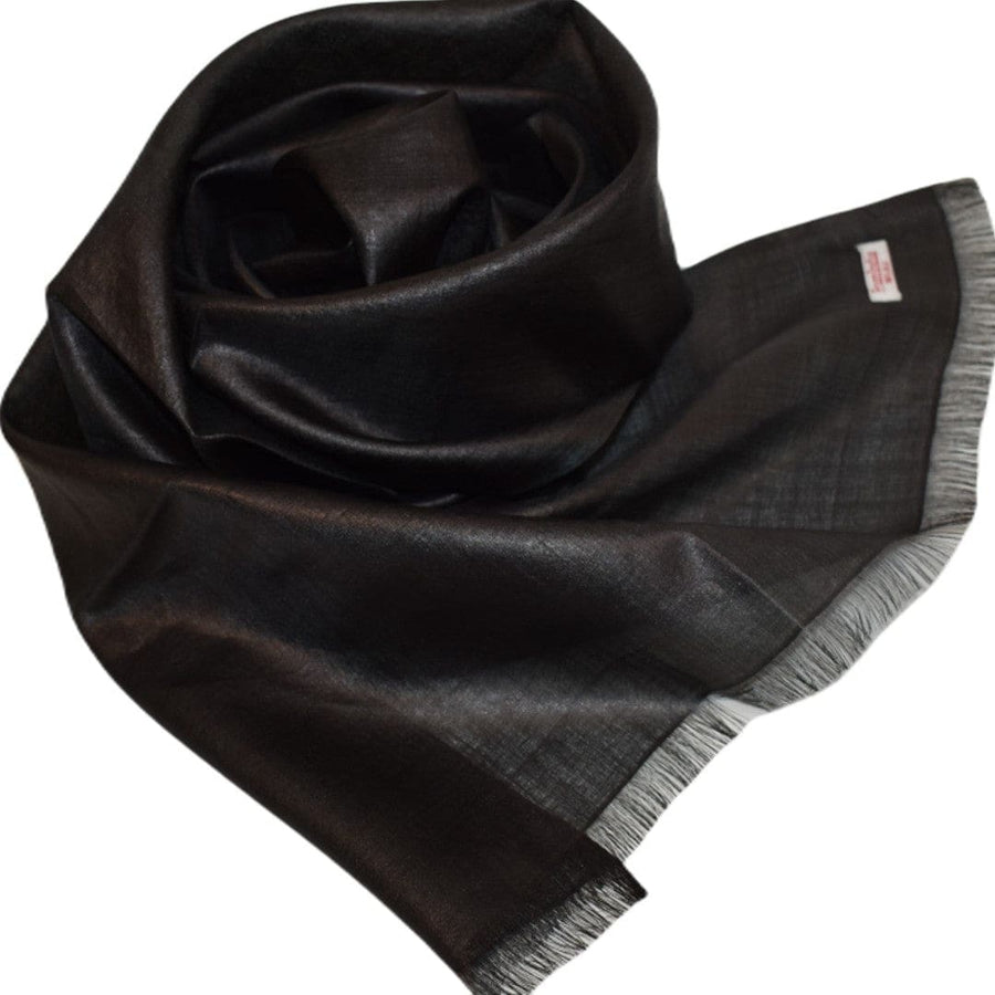 Esarfa-Sal din Matase Naturala Tussar Silk -> Heritage Shades of Jet Black (Code: Tussar 5) - esarfa matase naturala tussar