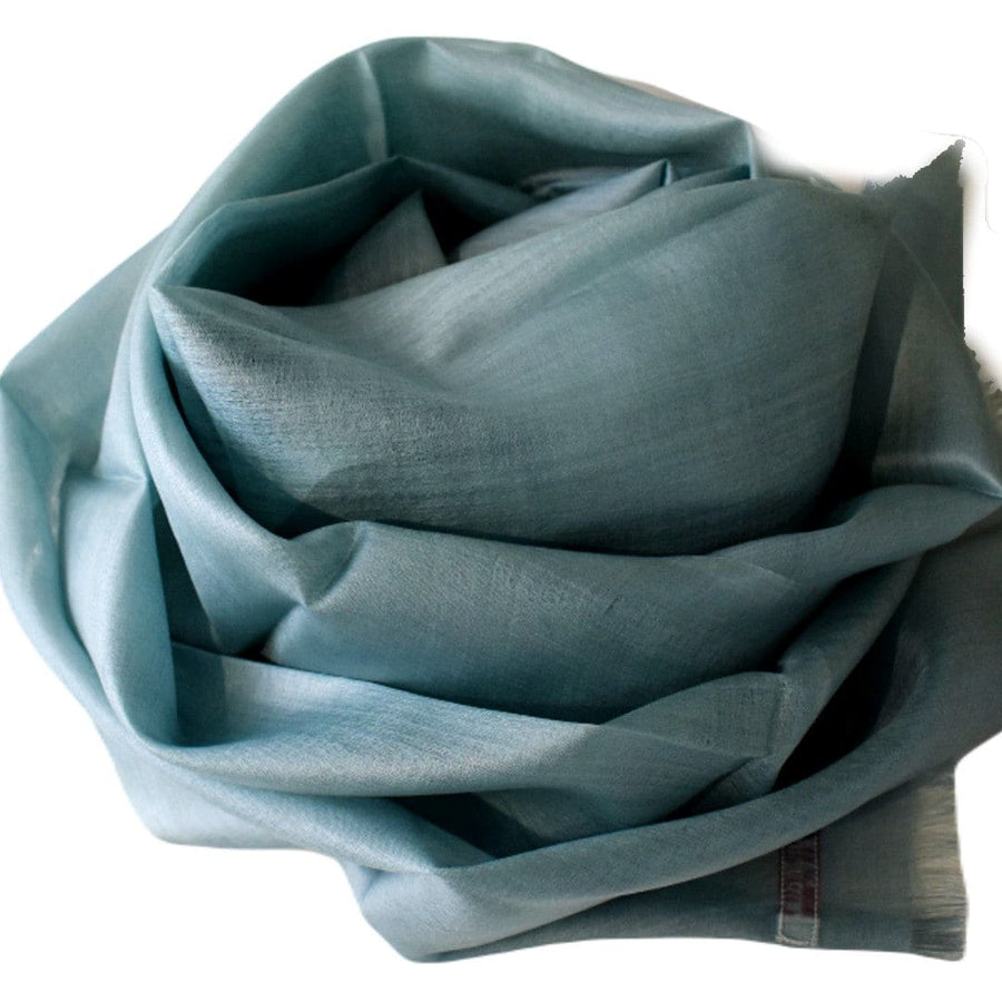 Esarfa-Sal din Matase Naturala Tussar Silk -> Heritage Shades of Steel Blue (Cod: Tussar10) - esarfa matase naturala tussar