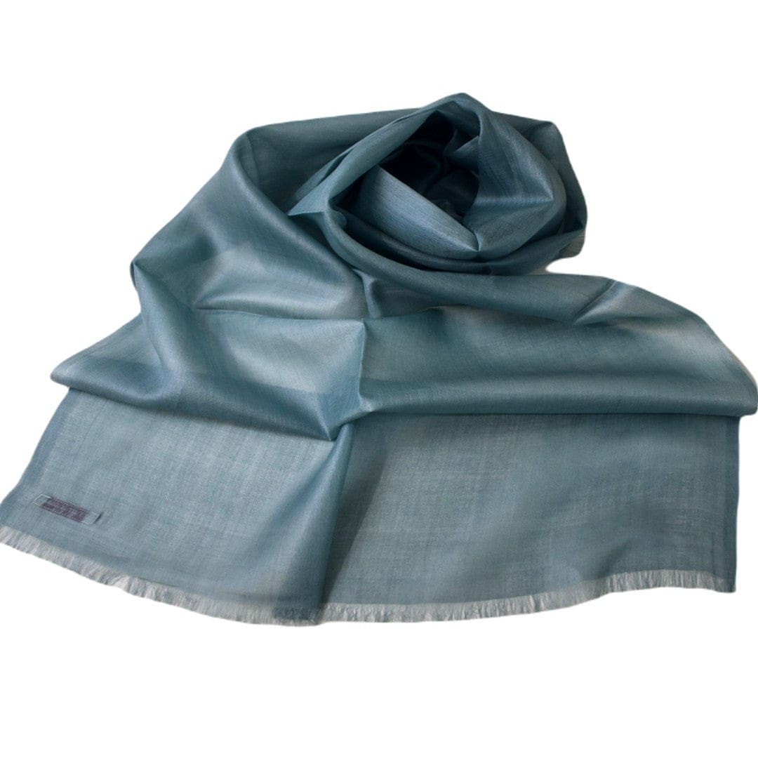 Esarfa-Sal din Matase Naturala Tussar Silk -> Heritage Shades of Steel Blue (Cod: Tussar10) - esarfa matase naturala tussar