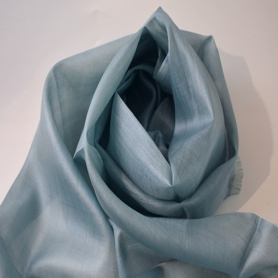 Esarfa-Sal din Matase Naturala Tussar Silk -> Heritage Shades of Steel Blue (Cod: Tussar10) - esarfa matase naturala tussar