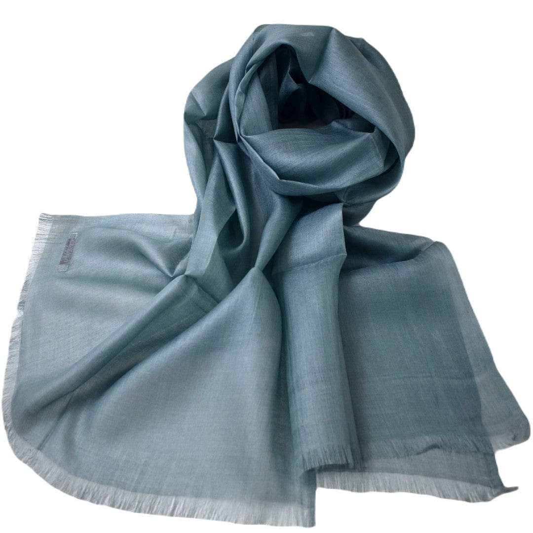 Esarfa-Sal din Matase Naturala Tussar Silk -> Heritage Shades of Steel Blue (Cod: Tussar10) - esarfa matase naturala tussar