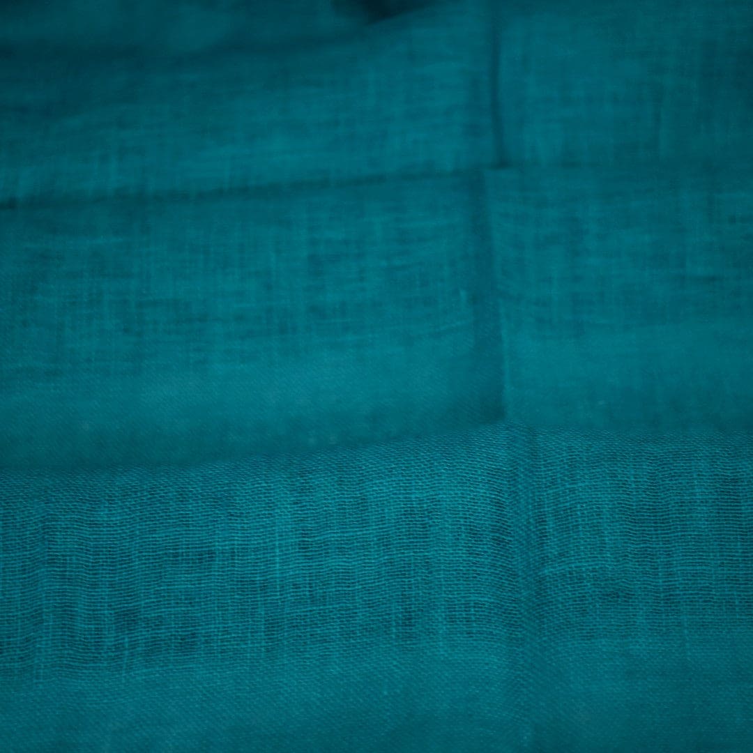 Esarfa-Sal tesuta manual din 100% IN (Linen 100% ) - Blue Turquoise -> Cod: Linen14 - esarfa din Linen (in)