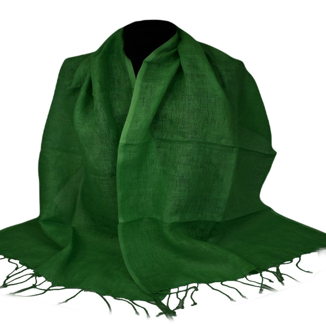 Esarfa-Sal tesuta manual din 100% IN (Linen 100% ) -Forest Green -> Cod: Linen4 - esarfa din Linen (in)