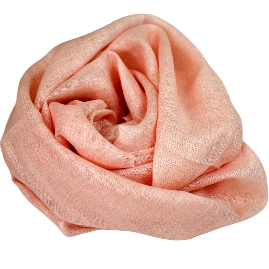 Esarfa-Sal tesuta manual din 100% IN (Linen 100% ) - Fuzzy Peach/Culoarea Anului 2024-> Cod: Linen13 - esarfa din Linen (in)