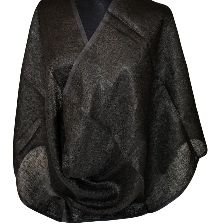 Esarfa-Sal tesuta manual din 100% IN (Linen 100% ) -Negru -> Cod: Linen3 - esarfa din Linen (in)