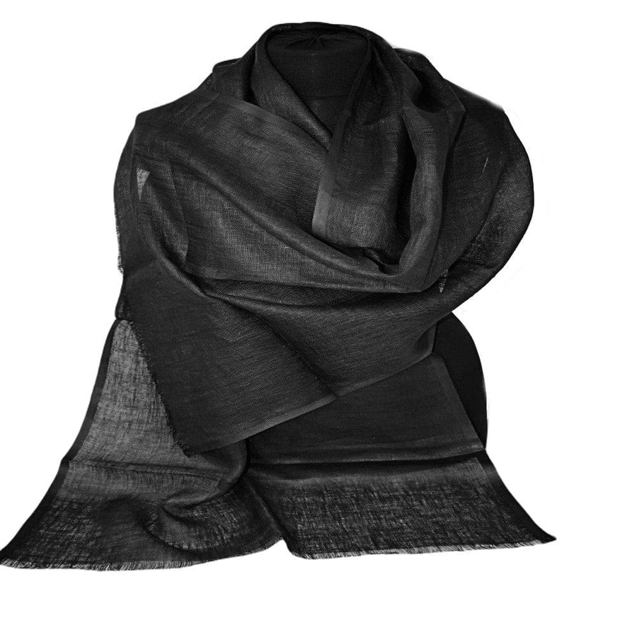 Esarfa-Sal tesuta manual din 100% IN (Linen 100% ) -Negru -> Cod: Linen3 - esarfa din Linen (in)