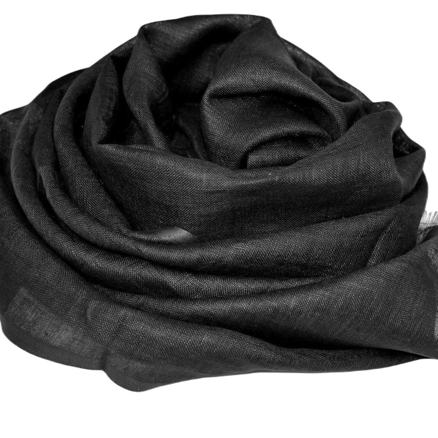 Esarfa-Sal tesuta manual din 100% IN (Linen 100% ) -Negru -> Cod: Linen3 - esarfa din Linen (in)