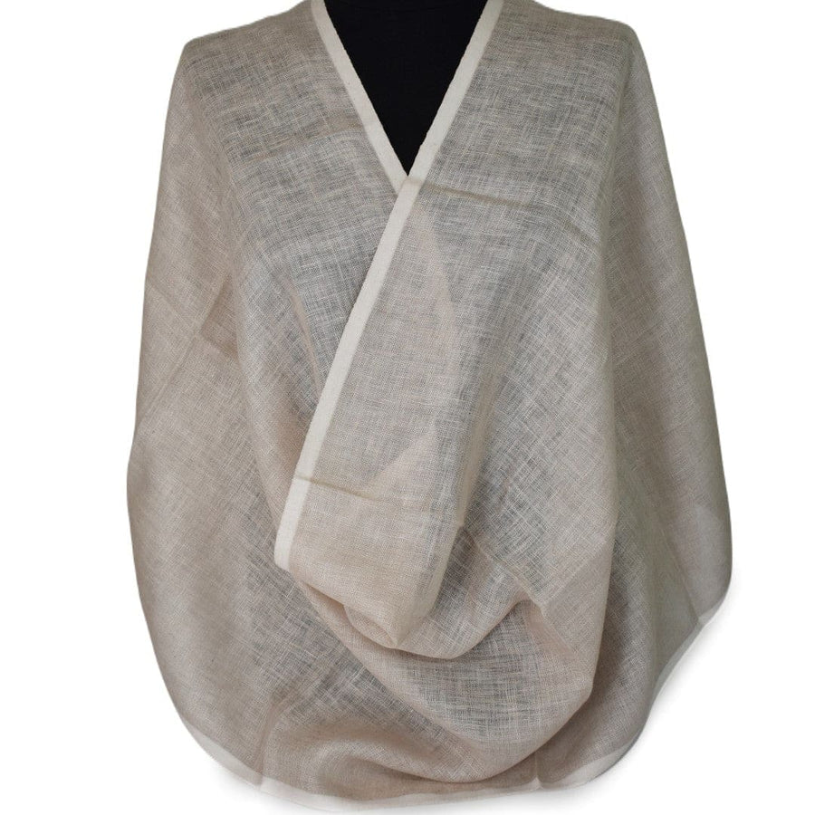 Esarfa-Sal tesuta manual din 100% IN (Linen 100% ) - Nude Bej -> Cod: Linen2 - esarfa din Linen (in)