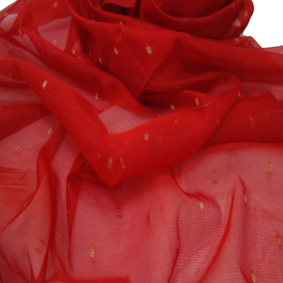 Esarfa Sal tesuta manual din Bumbac & Matase Naturala (Kora Silk cu bordura Zari) - Chilli Flakes