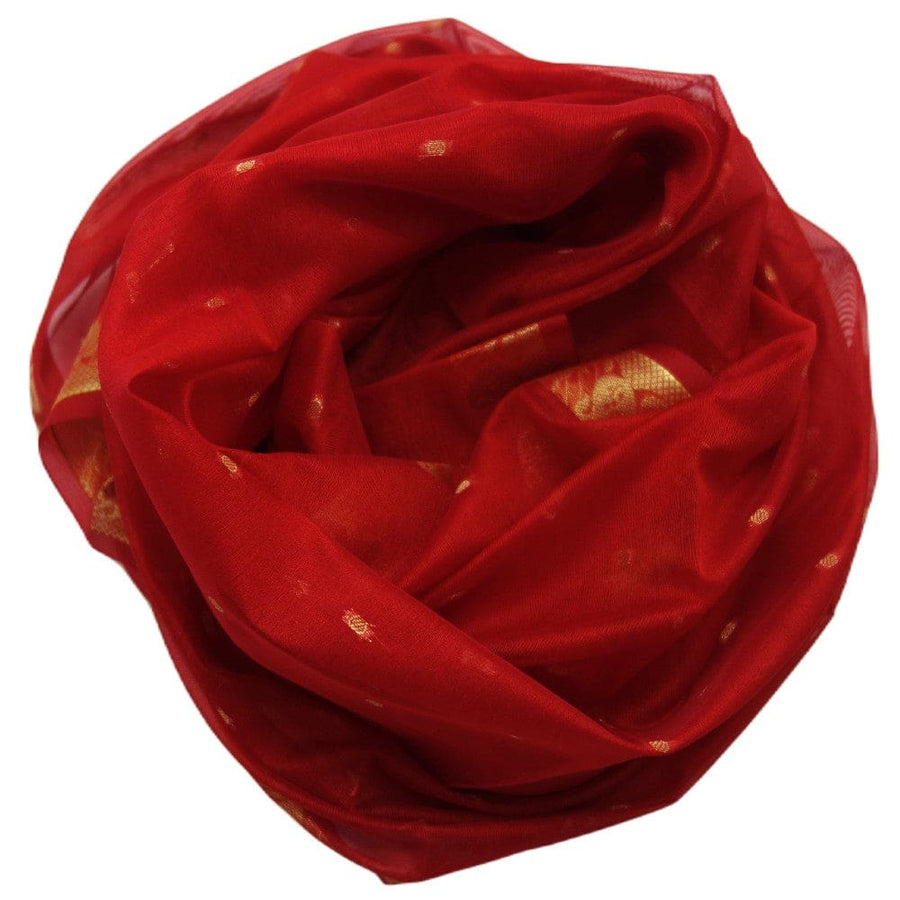 Esarfa Sal tesuta manual din Bumbac & Matase Naturala (Kora Silk cu bordura Zari) - Chilli Flakes