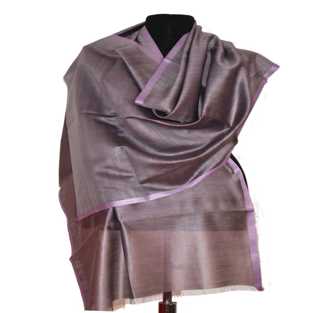 Esarfa-Sal tesuta manual din Matase Naturala ERI SILK (Peace Silk) - Gray Lilac (Cod: ERI6) - Esarfa din Matase naturala ERI SILK