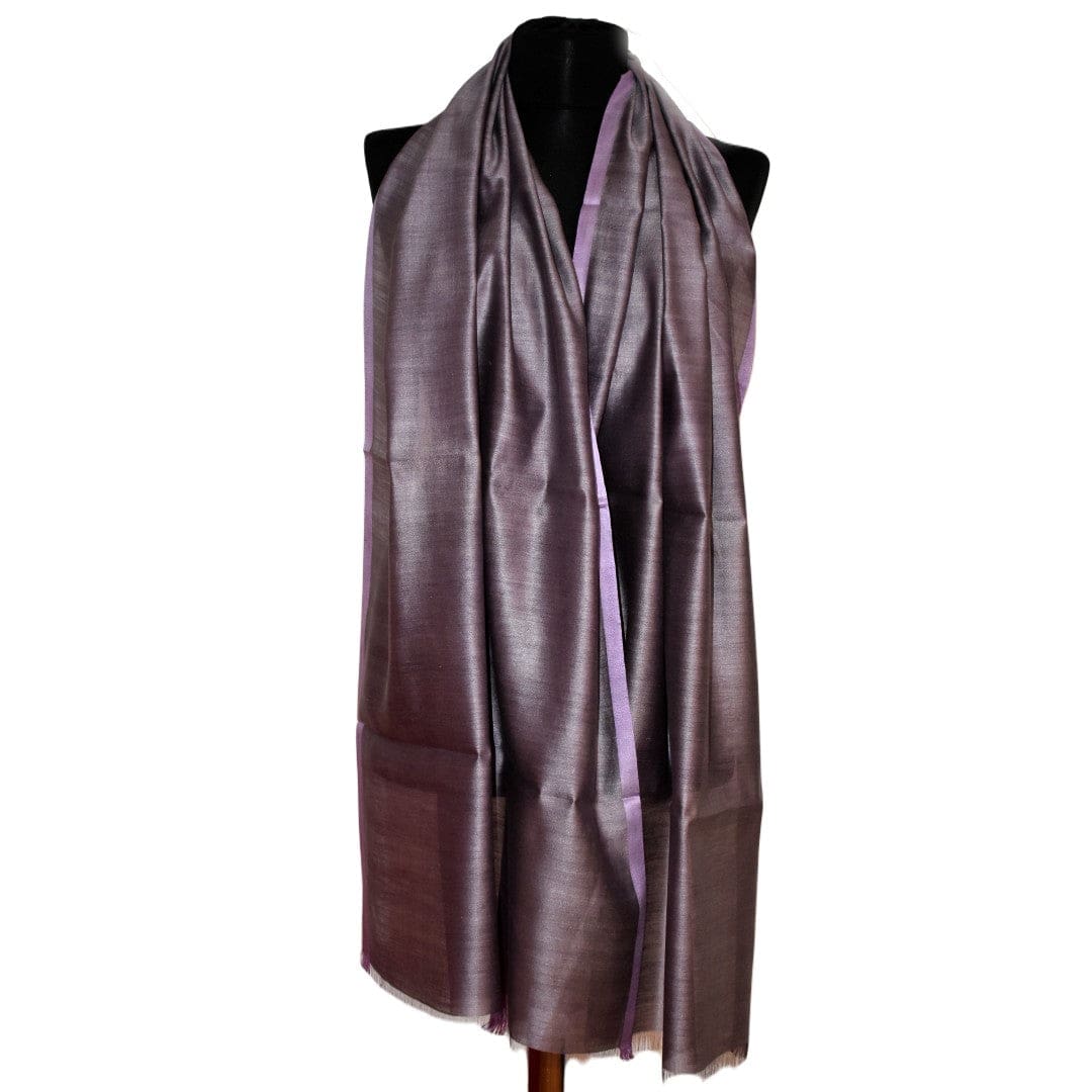 Esarfa-Sal tesuta manual din Matase Naturala ERI SILK (Peace Silk) - Gray Lilac (Cod: ERI6) - Esarfa din Matase naturala ERI SILK