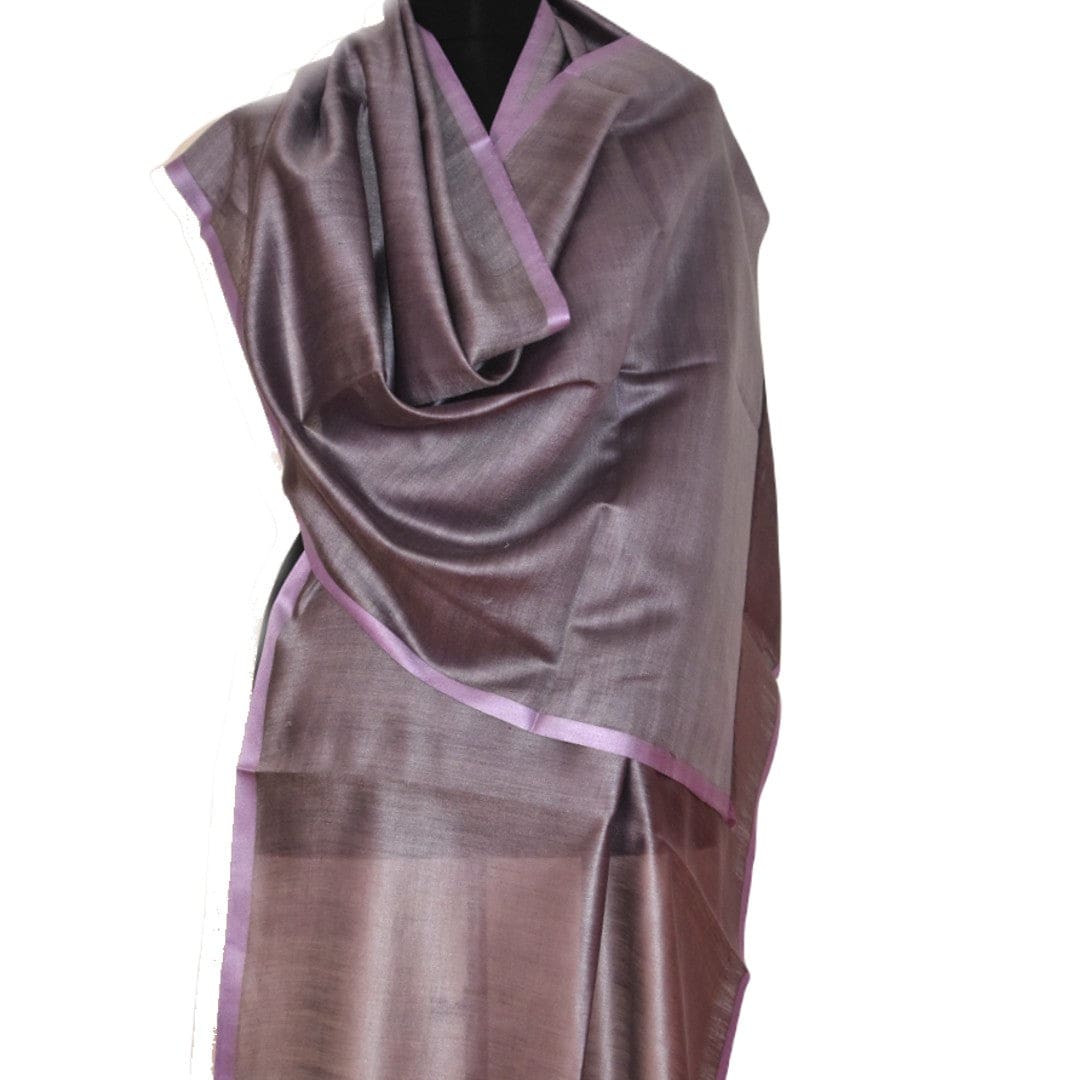 Esarfa-Sal tesuta manual din Matase Naturala ERI SILK (Peace Silk) - Gray Lilac (Cod: ERI6) - Esarfa din Matase naturala ERI SILK