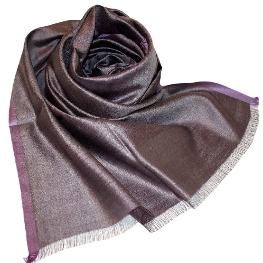 Esarfa-Sal tesuta manual din Matase Naturala ERI SILK (Peace Silk) - Gray Lilac (Cod: ERI6) - Esarfa din Matase naturala ERI SILK