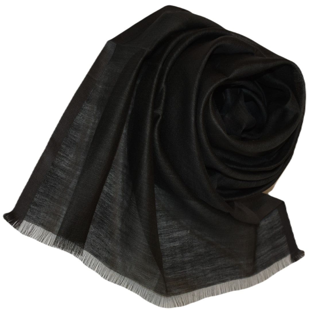 Esarfa-Sal tesuta manual din Matase Naturala ERI SILK (Peace Silk) - Negru Intens (Cod: ERI5)) - Esarfa din Matase naturala ERI SILK