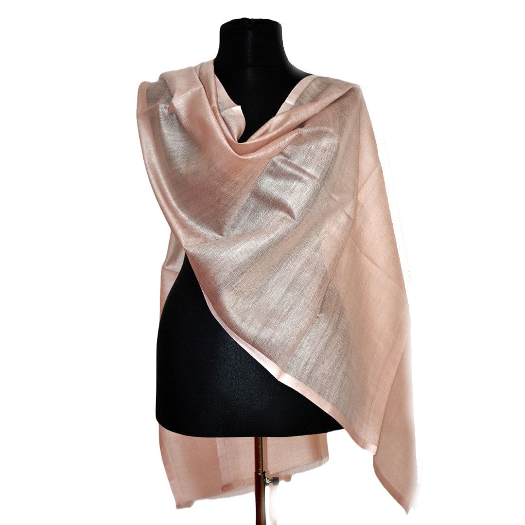 Esarfa-Sal tesuta manual din Matase Naturala ERI SILK (Peace Silk) - Powder Rose (Cod: ERI8) - Esarfa din Matase naturala ERI SILK