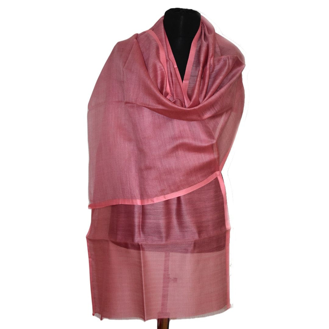 Esarfa-Sal tesuta manual din Matase Naturala ERI SILK (Peace Silk) -Rose (Cod: ERI7) - Esarfa din Matase naturala ERI SILK