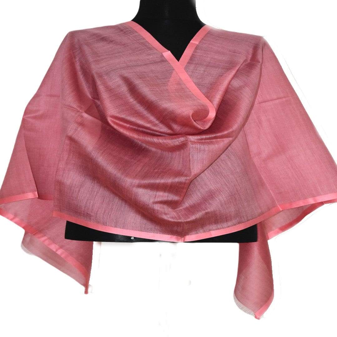 Esarfa-Sal tesuta manual din Matase Naturala ERI SILK (Peace Silk) -Rose (Cod: ERI7) - Esarfa din Matase naturala ERI SILK