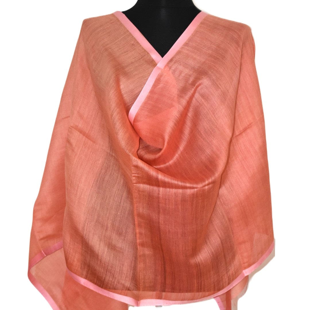 Esarfa-Sal tesuta manual din Matase Naturala ERI SILK (Peace Silk) - Rusty Tangerine (Cod: ERI9) - Esarfa din Matase naturala ERI SILK