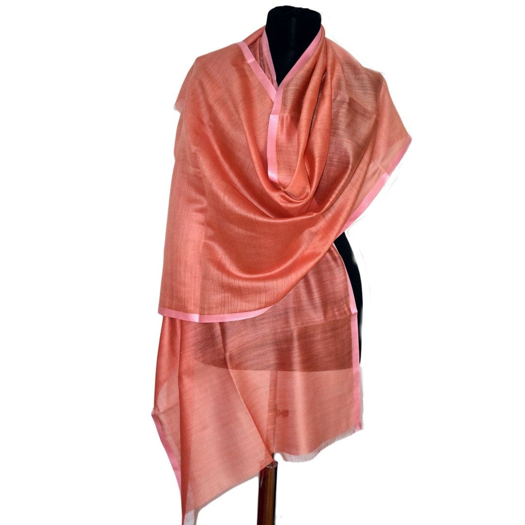 Esarfa-Sal tesuta manual din Matase Naturala ERI SILK (Peace Silk) - Rusty Tangerine (Cod: ERI9) - Esarfa din Matase naturala ERI SILK