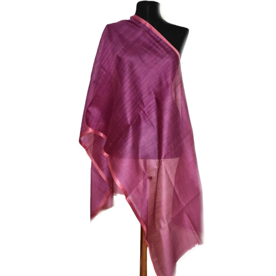 Esarfa-Sal tesuta manual din Matase Naturala ERI SILK (Peace Silk) - Wine Magenta (Cod: ERI1)