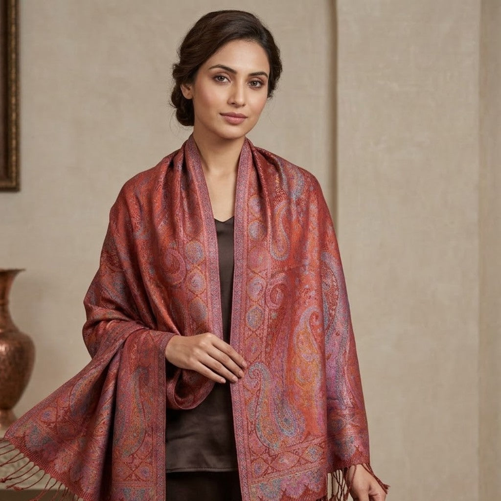 Sal Premium Jamawar din 100% Matase Naturala - Elegant si rafinat . Cod: NewJamawar9