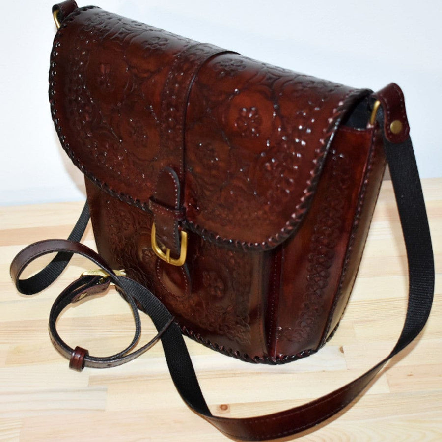 Geanta lucrata manual din Piele Naturala - Tote Bucket - Cod: CAM8 - Genti din Piele