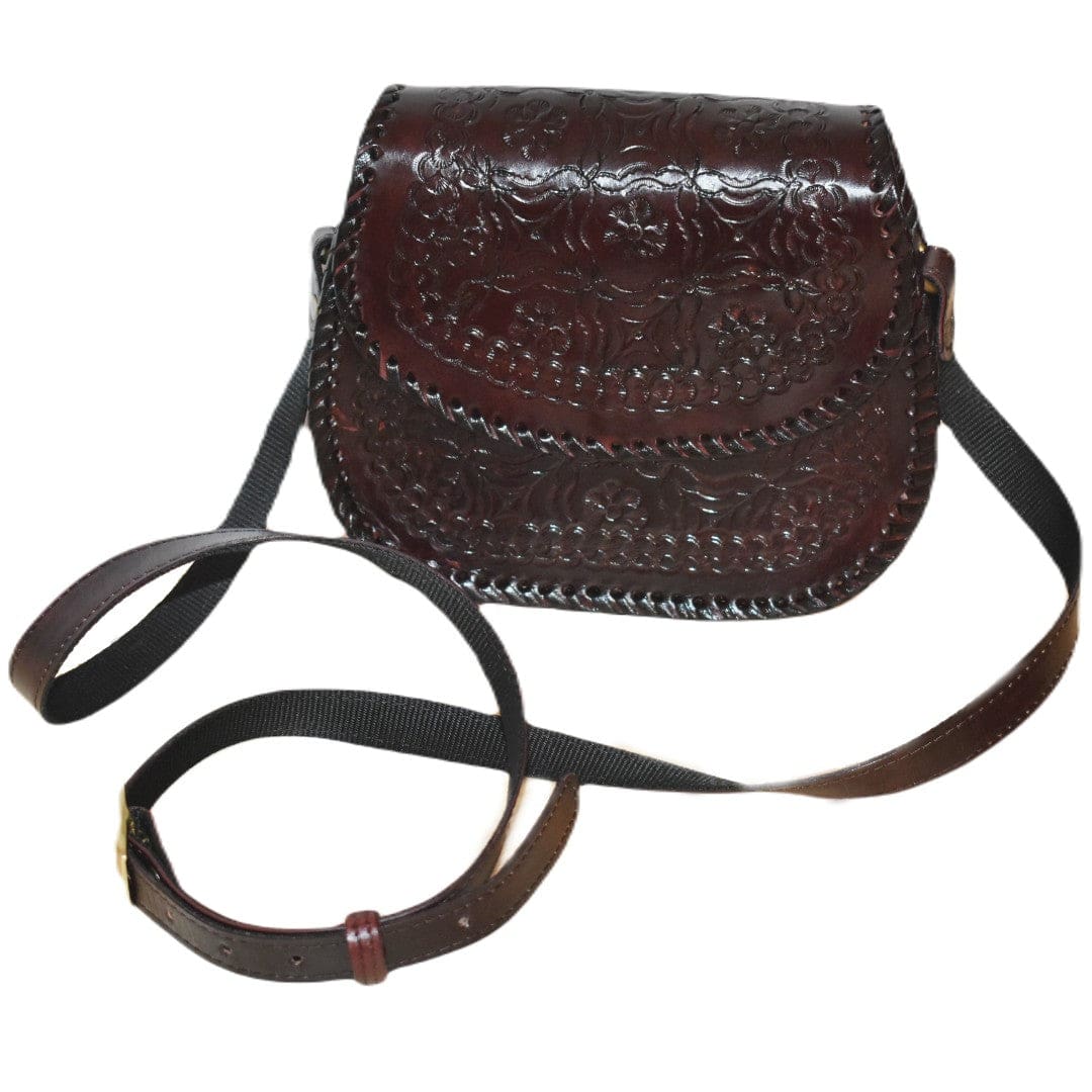 Geanta Sling lucrata manual cu model embosat. Cod: CAM11 - Geanta din Piele Naturala de camila